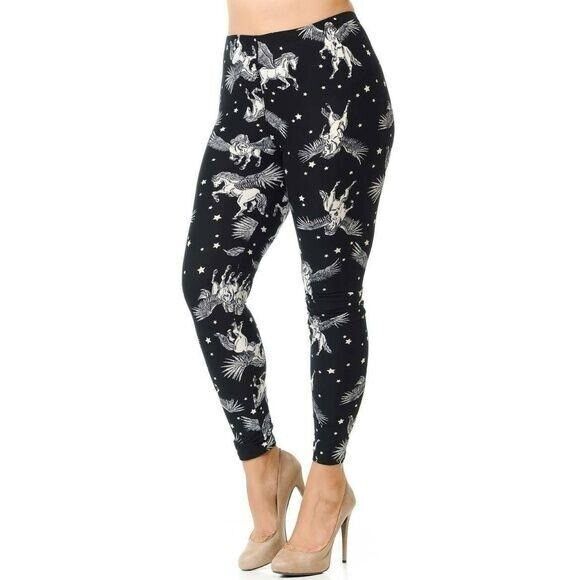 X-Plus Size Womens Buttery Soft Magical‎ Pegasus XPlus Size Leggings - Picture 1 of 7